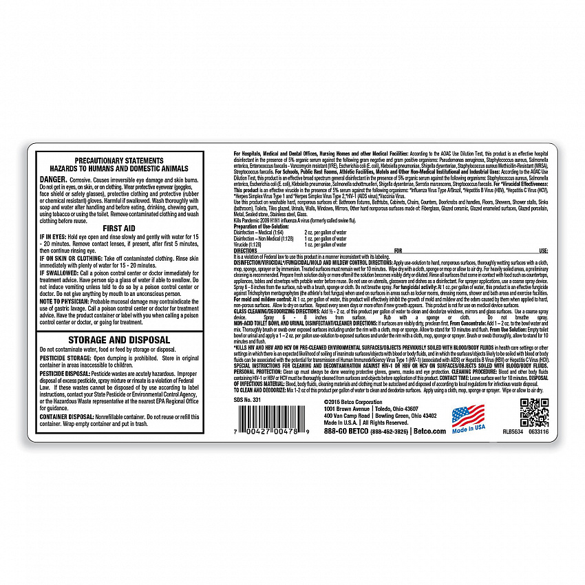 AF79 Acid-Free FastDraw Bathroom Cleaner Concentrate, Ocean Breeze Scent, 2 L Bottle, 4/Carton (3314700)