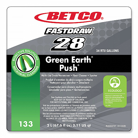 PUSH FastDraw All Purpose Cleaner and Odor Eliminator, New Green Scent, 2 L Bottle, 4/Carton (1334700)