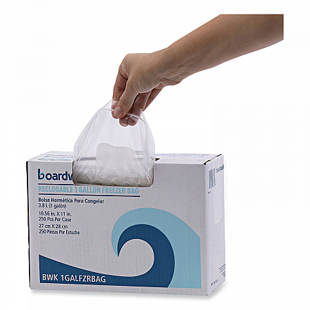 Reclosable Freezer Storage Bags, 1 gal, 10.5