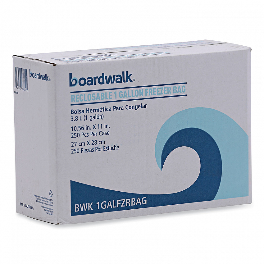 Reclosable Freezer Storage Bags, 1 gal, 10.5" x 11", Clear, 250/Box (1GALFZRBAG)