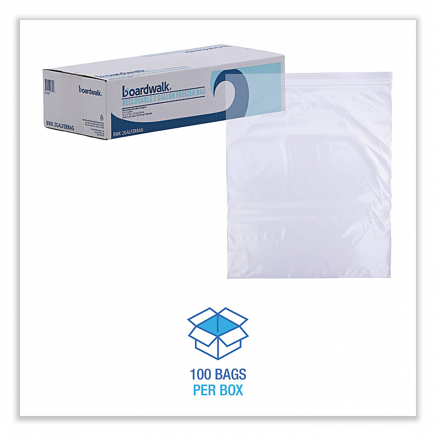 Reclosable Freezer Storage Bags, 2 gal, 13" x 15", Clear, 100/Box (2GALFZRBAG)