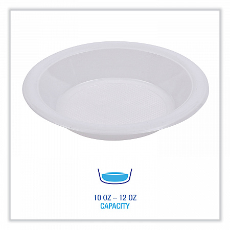 Hi-Impact Plastic Dinnerware, Bowl, 10 oz to 12 oz, White, 1,000/Carton (BOWLHIPS12WH)