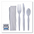 Six-Piece Cutlery Kit, Heavyweight, Fork/Knife/Napkin/Pepper/Salt/Spoon, Plastic, White, 250/Carton (FKTNSHWPSWH)
