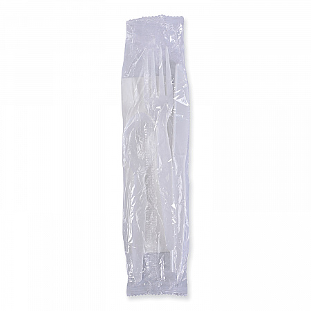 Six-Piece Cutlery Kit, Heavyweight, Fork/Knife/Napkin/Pepper/Salt/Spoon, Plastic, White, 250/Carton (FKTNSHWPSWH)