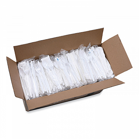 Six-Piece Cutlery Kit, Heavyweight, Fork/Knife/Napkin/Pepper/Salt/Spoon, Plastic, White, 250/Carton (FKTNSHWPSWH)