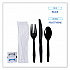 Six-Piece Cutlery Kit, Mediumweight, Fork/Knife/Napkin/Pepper/Salt/Spoon, Plastic, Black, 250/Carton (FKTNSMWPSBLA)