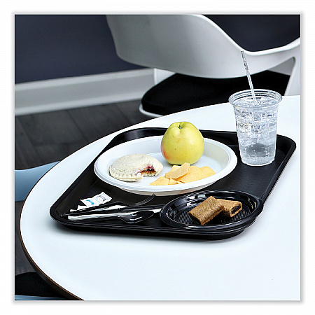 Six-Piece Cutlery Kit, Mediumweight, Fork/Knife/Napkin/Pepper/Salt/Spoon, Plastic, Black, 250/Carton (FKTNSMWPSBLA)