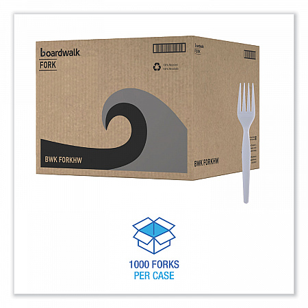 Heavyweight Polystyrene Cutlery, Fork, Plastic, White, 1,000/Carton (FORKHW)
