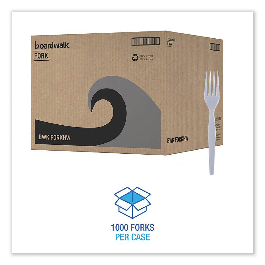 Heavyweight Polystyrene Cutlery, Fork, Plastic, White, 1,000/Carton (FORKHW)