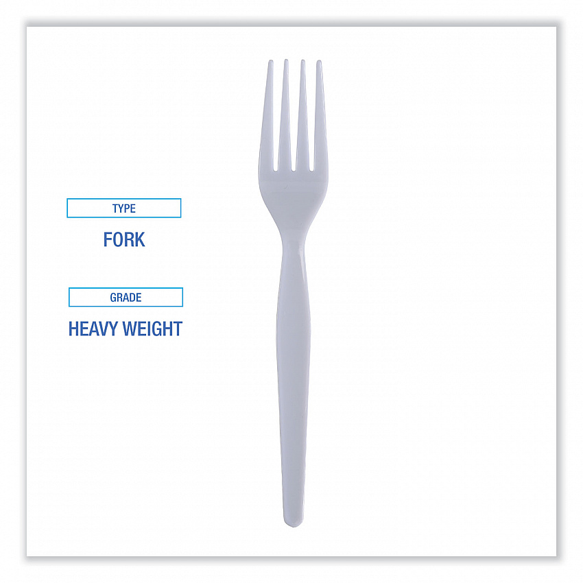 Heavyweight Polystyrene Cutlery, Fork, Plastic, White, 1,000/Carton (FORKHW)