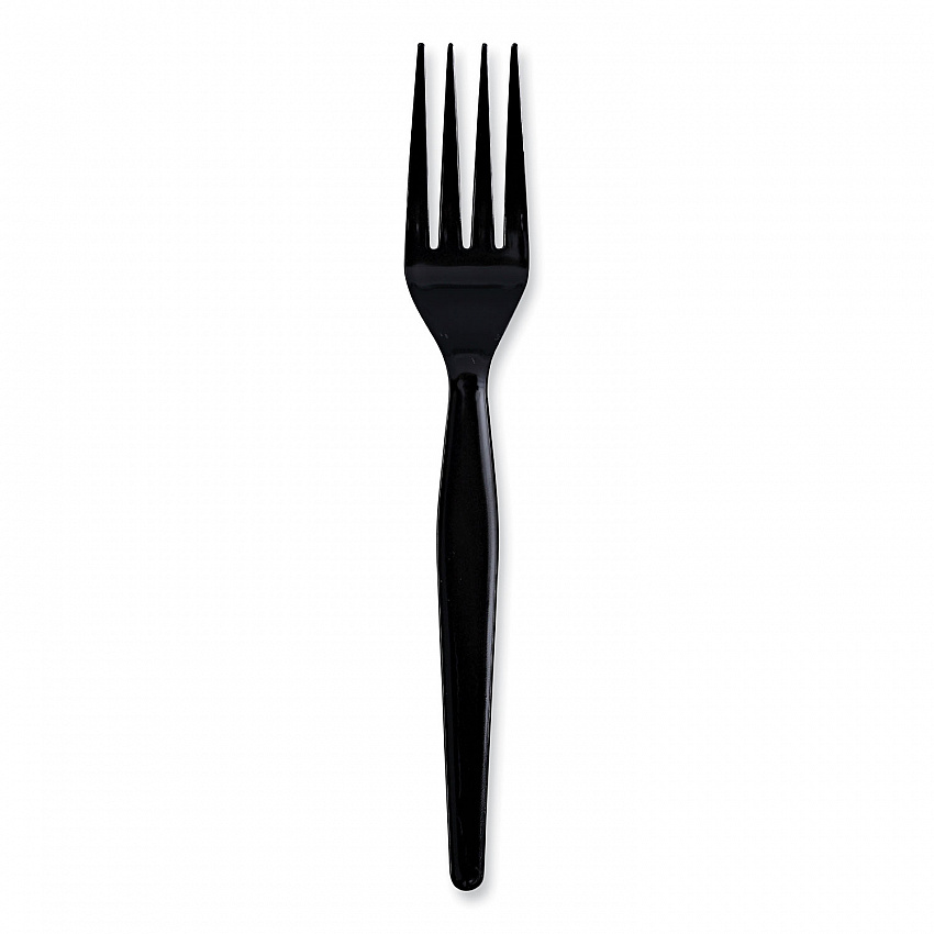 Heavyweight Wrapped Polystyrene Cutlery, Fork, Plastic, Black, 1,000/Carton (FORKHWPSBIW)
