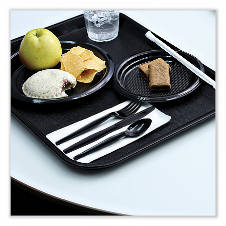 Heavyweight Wrapped Polystyrene Cutlery, Fork, Plastic, Black, 1,000/Carton (FORKHWPSBIW)