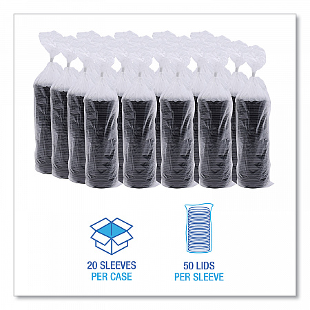 Hot Cup Lids, Fits 8 oz Hot Cup, Plastic, Black, 1,000/Carton (HOTBL8)