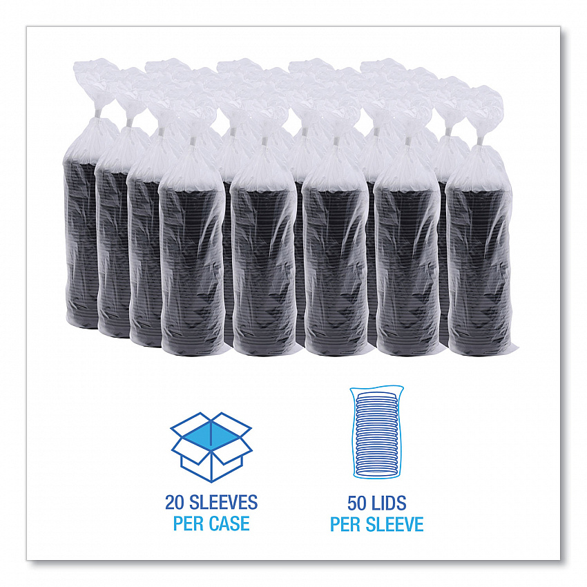 Hot Cup Lids, Fits 8 oz Hot Cup, Plastic, Black, 1,000/Carton (HOTBL8)