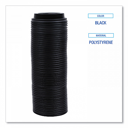 Hot Cup Lids, Fits 8 oz Hot Cup, Plastic, Black, 1,000/Carton (HOTBL8)