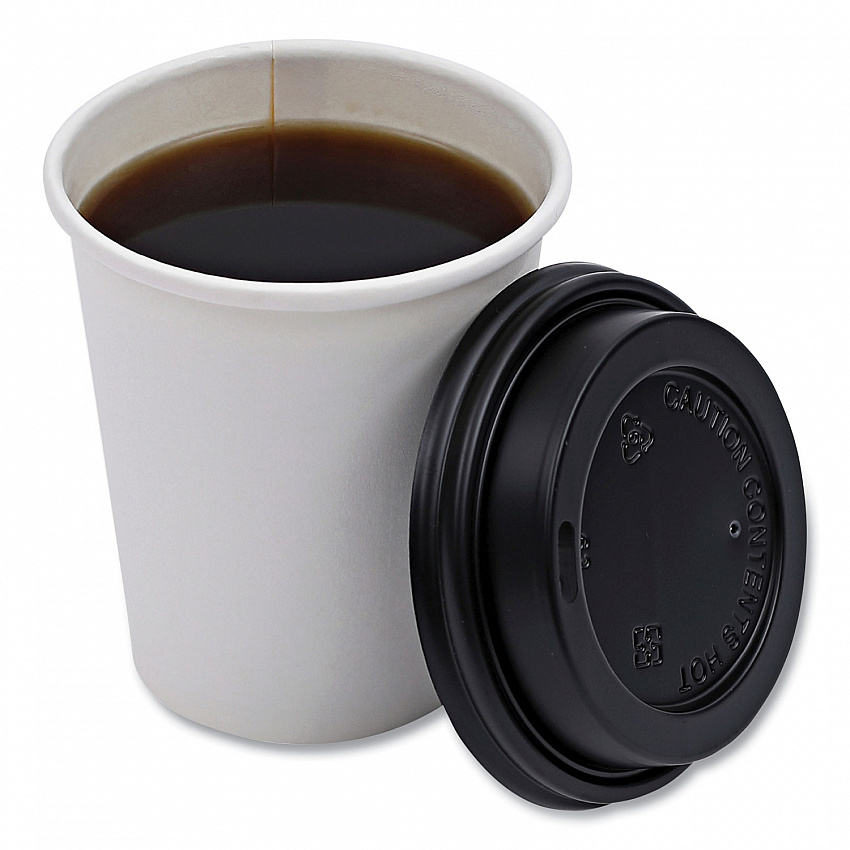Hot Cup Lids, Fits 8 oz Hot Cup, Plastic, Black, 1,000/Carton (HOTBL8)