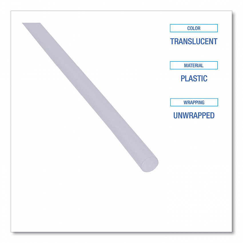 Jumbo Straws, Unwrapped, 7.75", Plastic, Translucent, 250/Pack, 50 Packs/Carton (JSTU775T50)
