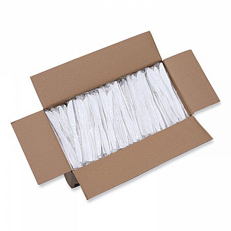 Heavyweight Wrapped Polypropylene Cutlery, Knife, Plastic, White, 1,000/Carton (KNIHWPPWIW)