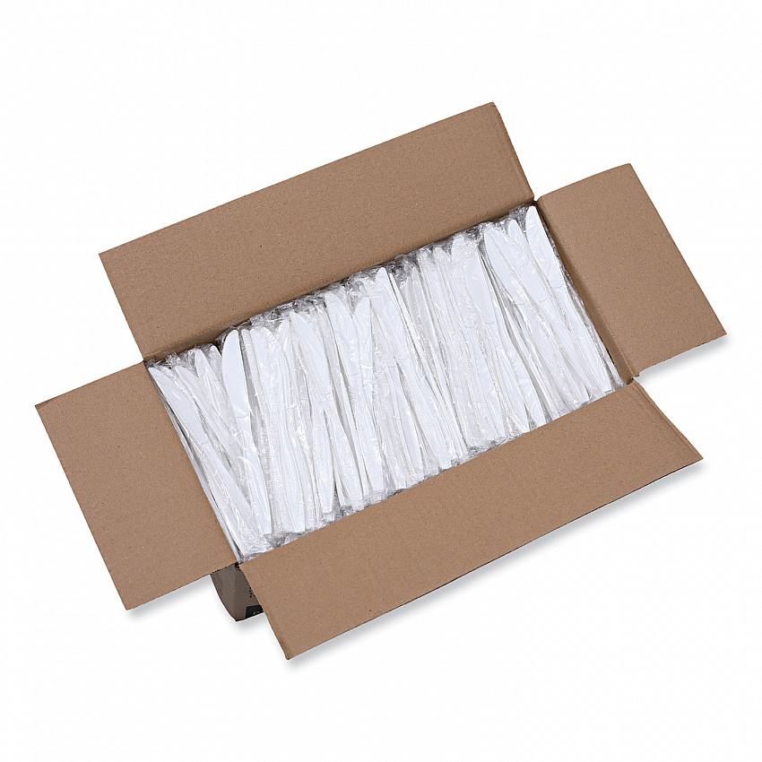 Heavyweight Wrapped Polypropylene Cutlery, Knife, Plastic, White, 1,000/Carton (KNIHWPPWIW)