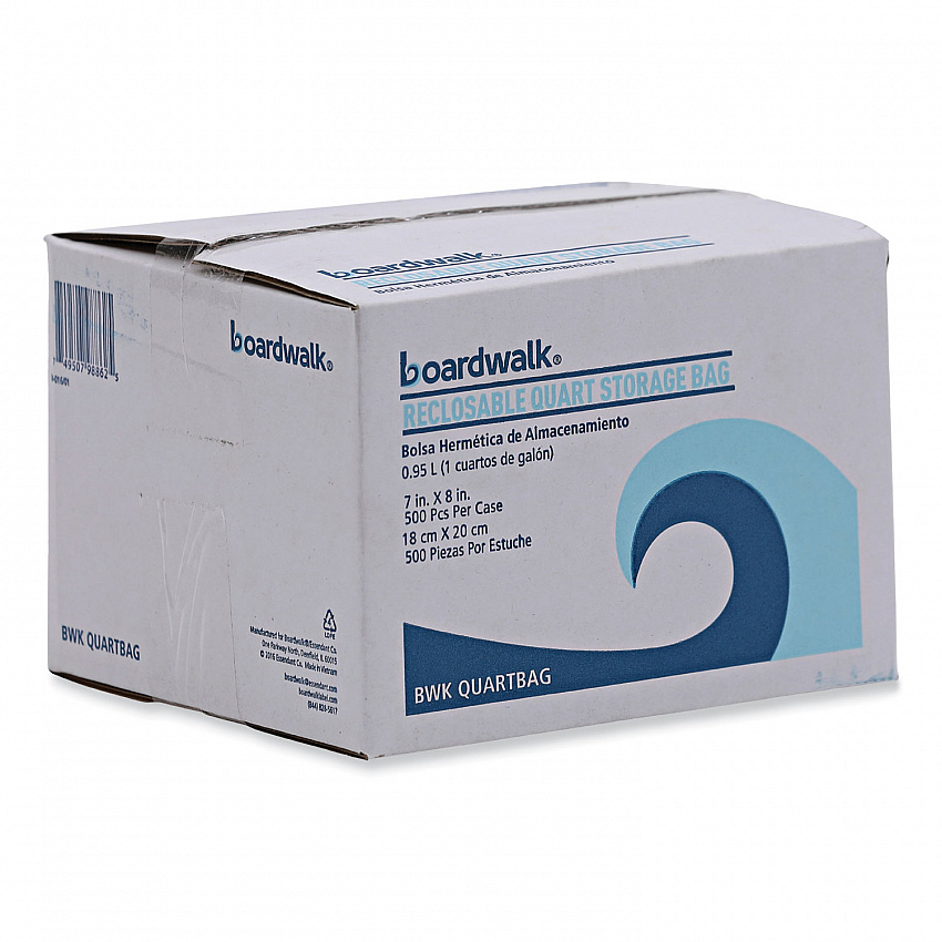 Reclosable Food Storage Bags, Quart, 7" x 8", Clear, 500/Box (QUARTBAG)