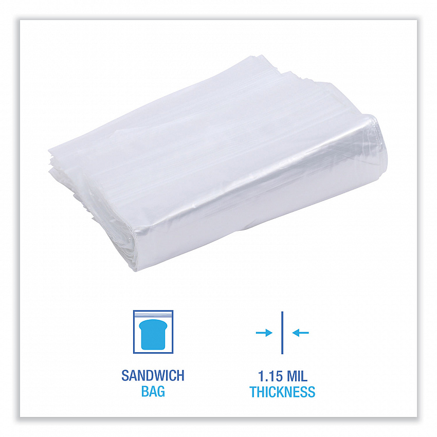 Reclosable Food Storage Bags, Sandwich, 6.5" x 5.89", Clear, 500/Box (SANDWICHBAG)