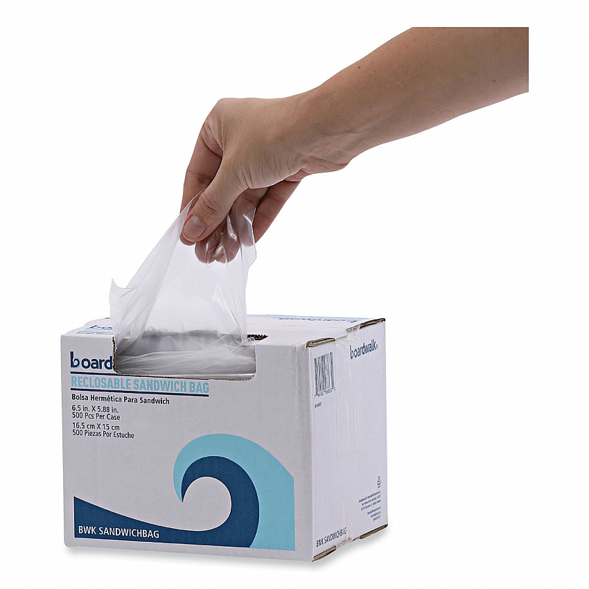 Reclosable Food Storage Bags, Sandwich, 6.5" x 5.89", Clear, 500/Box (SANDWICHBAG)