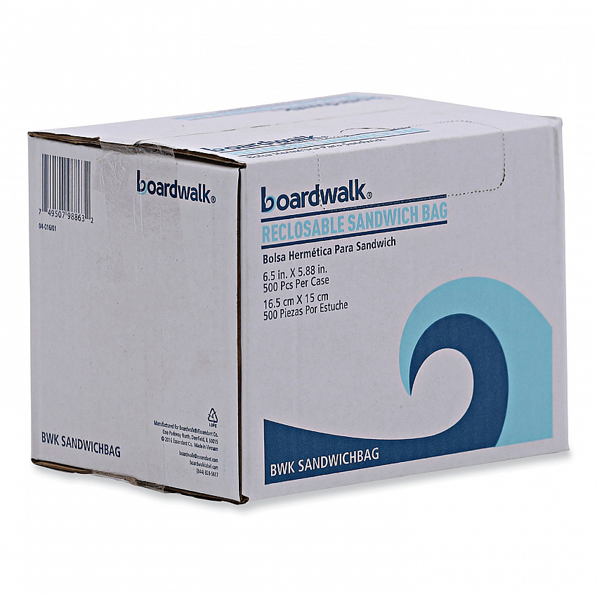 Reclosable Food Storage Bags, Sandwich, 6.5" x 5.89", Clear, 500/Box (SANDWICHBAG)