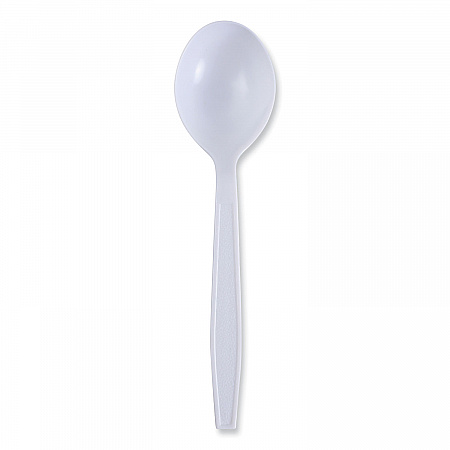 Heavyweight Wrapped Polypropylene Cutlery, Soup Spoon, Plastic, White, 1,000/Carton (SSHWPPWIW)