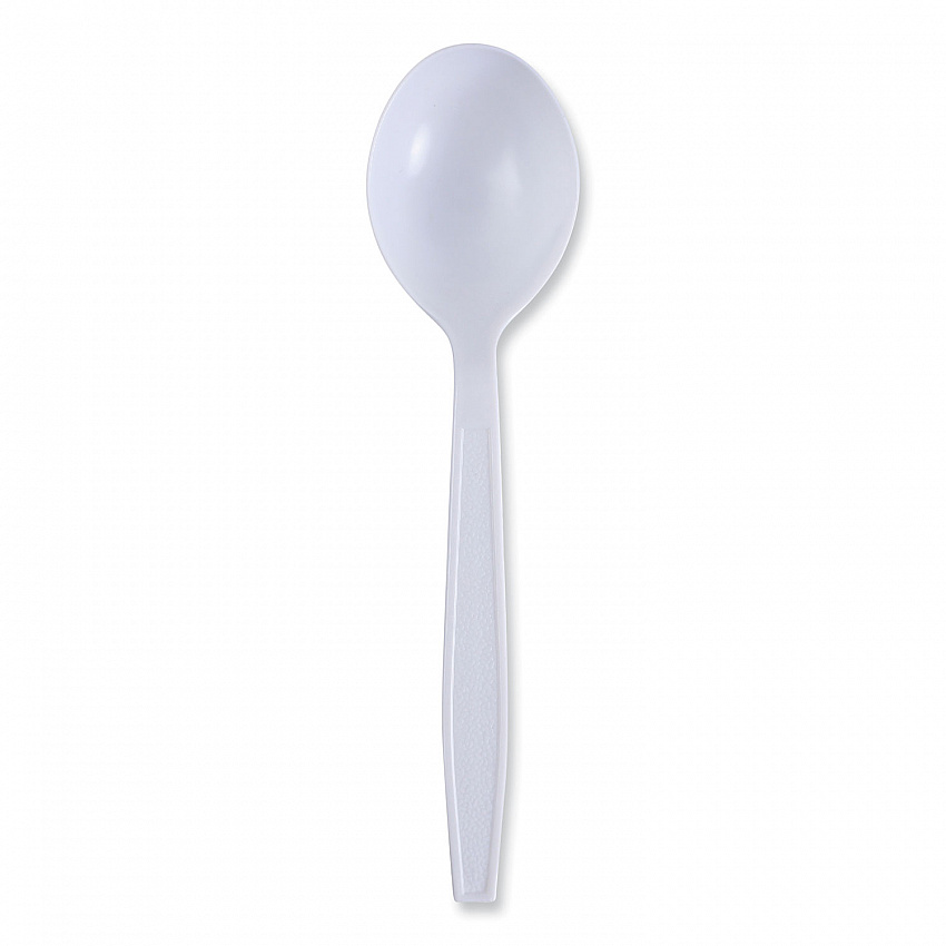 Heavyweight Wrapped Polypropylene Cutlery, Soup Spoon, Plastic, White, 1,000/Carton (SSHWPPWIW)