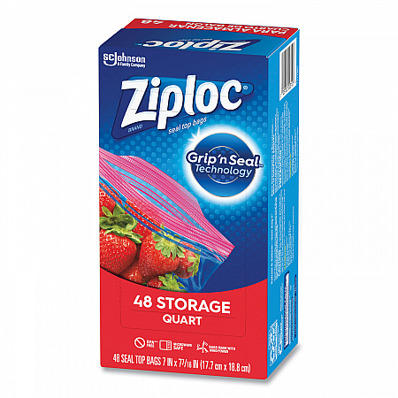 Double Zipper Storage Bags, Triple System Seal, Quart, 9.63