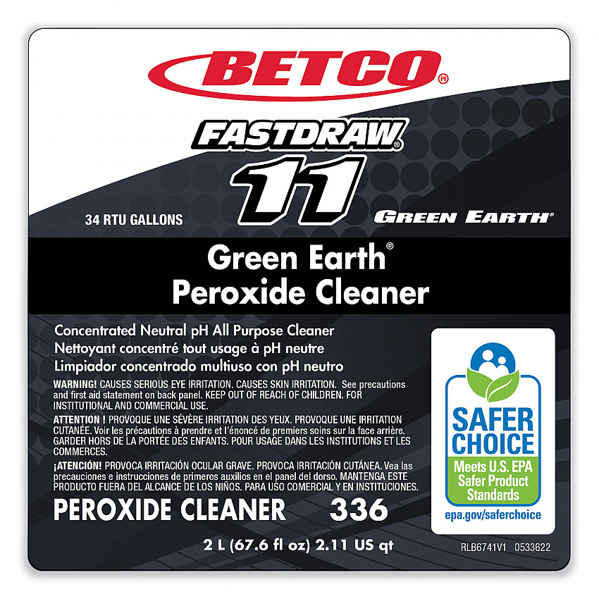 Green Earth FastDraw Peroxide Cleaner, Fresh Mint Scent, 2 L Bottle, 4/Carton (3364700)