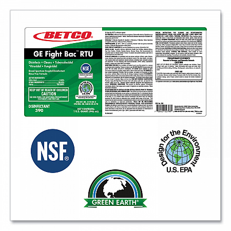GE Fight Bac RTU Disinfectant, Fresh Scent, 32 oz Bottle, 12 Bottles/Carton (3901200)