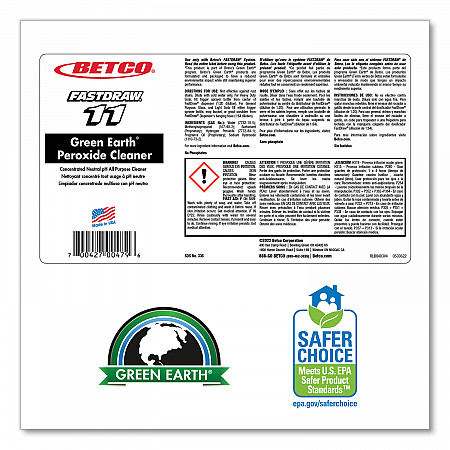 Green Earth FastDraw Peroxide Cleaner, Fresh Mint Scent, 2 L Bottle, 4/Carton (3364700)