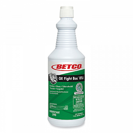 GE Fight Bac RTU Disinfectant, Fresh Scent, 32 oz Bottle, 12 Bottles/Carton (3901200)