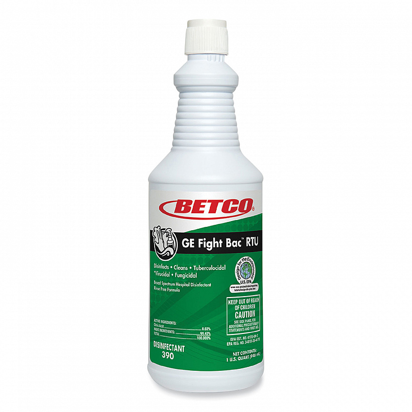 GE Fight Bac RTU Disinfectant, Fresh Scent, 32 oz Bottle, 12 Bottles/Carton (3901200)