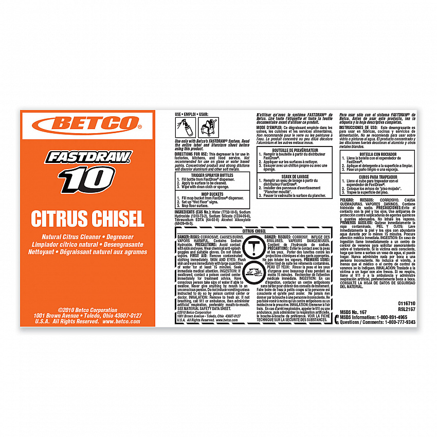 FastDraw Citrus Chisel, 2 L Bottle, 4/Carton (1674700)