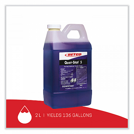 Quat-Stat 5 FastDraw Disinfectant, Lavender Scent, 2 L Bottle, 4/Carton (3414700)