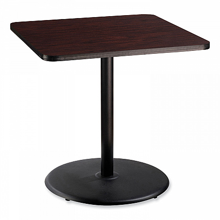 Cafe Table, 36w x 36d x 36h, Square Top/Round Base, Mahogany Top, Black Base (CT33636RC1MY)