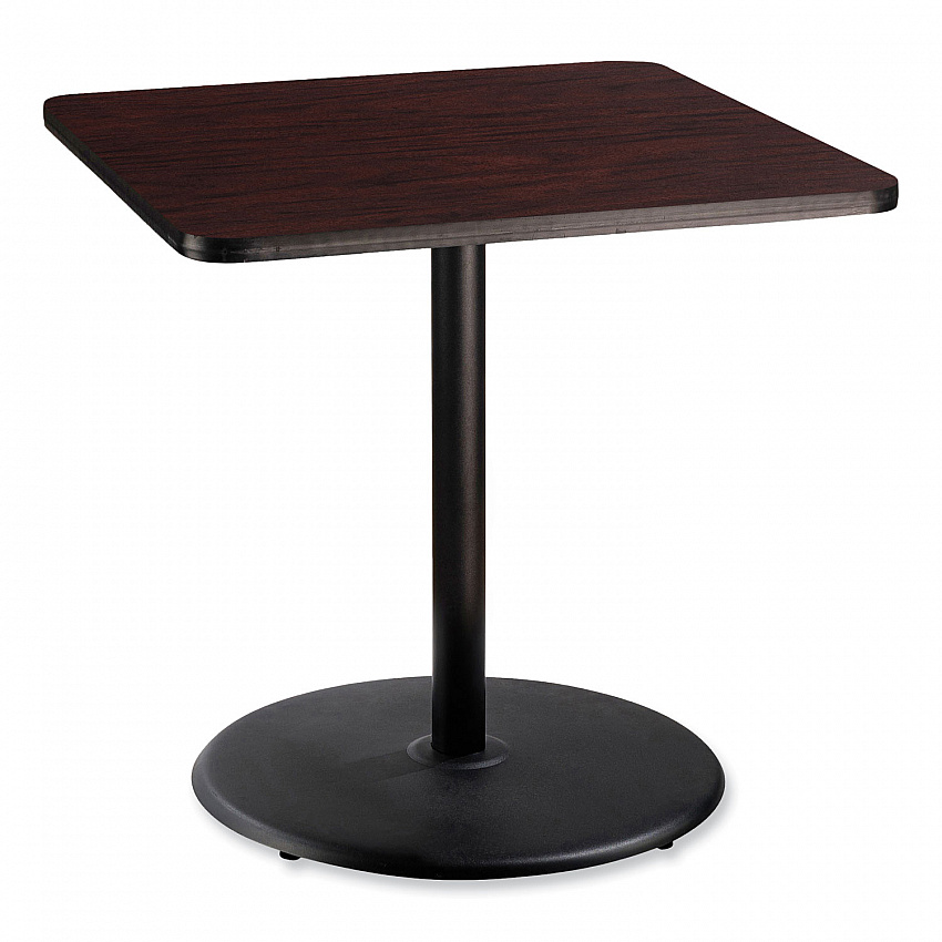 Cafe Table, 36w x 36d x 36h, Square Top/Round Base, Mahogany Top, Black Base (CT33636RC1MY)
