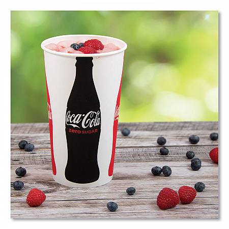 Double Sided Poly (DSP) Paper Cold Cups, 44 oz, Coca-Cola Design, 500/Carton (TPH445105820)