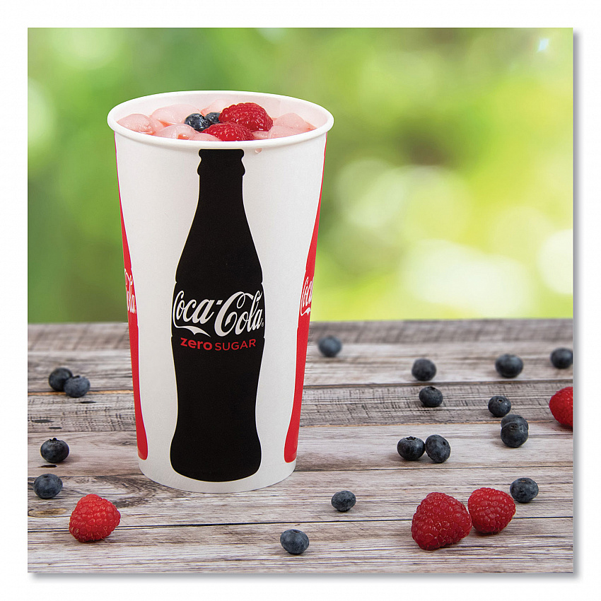 Double Sided Poly (DSP) Paper Cold Cups, 44 oz, Coca-Cola Design, 500/Carton (TPH445105820)