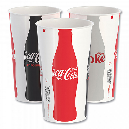 Double Sided Poly (DSP) Paper Cold Cups, 44 oz, Coca-Cola Design, 500/Carton (TPH445105820)