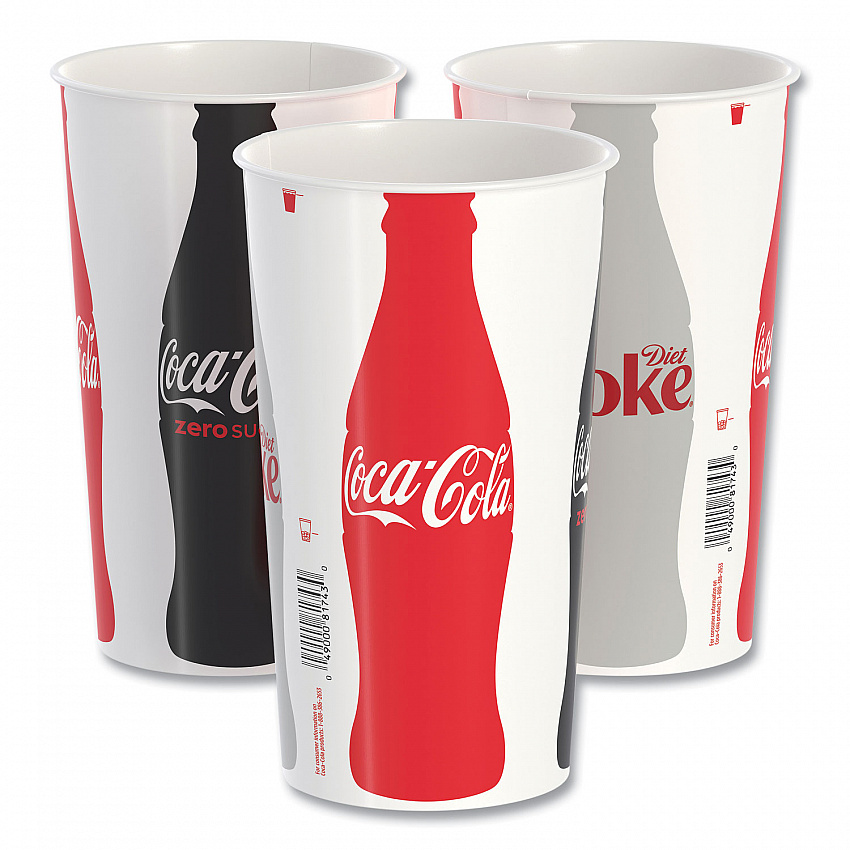 Double Sided Poly (DSP) Paper Cold Cups, 44 oz, Coca-Cola Design, 500/Carton (TPH445105820)
