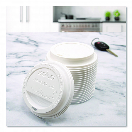 Traveler Sip Through Lids for ThermoGuard Hot Cups, Fits 12 oz to 24 oz Hot Cups, Plastic, White, 1,200/Carton (TL1224TG)