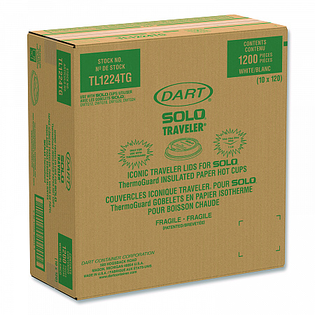 Traveler Sip Through Lids for ThermoGuard Hot Cups, Fits 12 oz to 24 oz Hot Cups, Plastic, White, 1,200/Carton (TL1224TG)