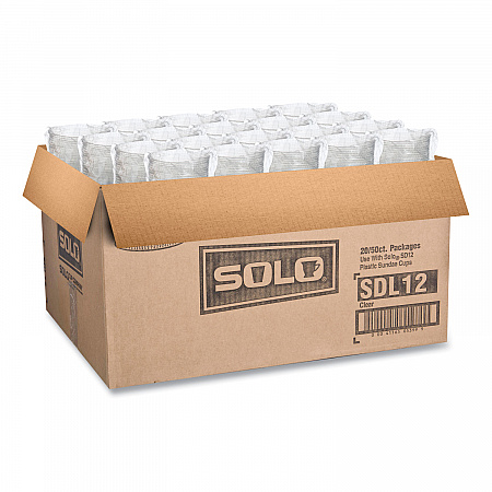 SoloServe PET Sundae Cup Lids, Fits 5.5 oz to 12 oz Sundae Cups, Plastic, Clear, 1,000/Carton (SDL12)