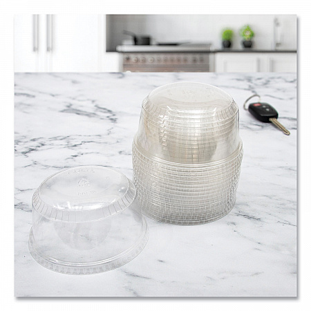 SoloServe PET Sundae Cup Lids, Fits 5.5 oz to 12 oz Sundae Cups, Plastic, Clear, 1,000/Carton (SDL12)