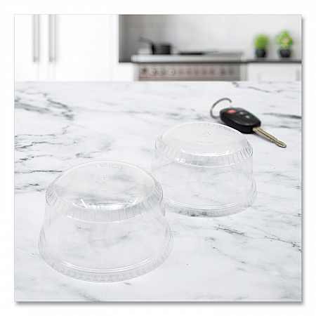 SoloServe PET Sundae Cup Lids, Fits 5.5 oz to 12 oz Sundae Cups, Plastic, Clear, 1,000/Carton (SDL12)