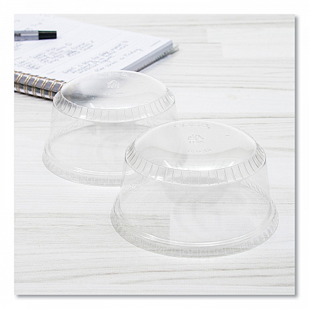 SoloServe PET Sundae Cup Lids, Fits 5.5 oz to 12 oz Sundae Cups, Plastic, Clear, 1,000/Carton (SDL12)