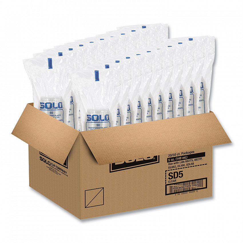 Sundae Cups, 5 oz, Plastic, Clear, 50/Bag, 20 Bags/Carton (SD5)